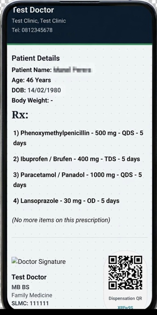 Practice 121 Mobile Digital Prescription & Dispensation QR